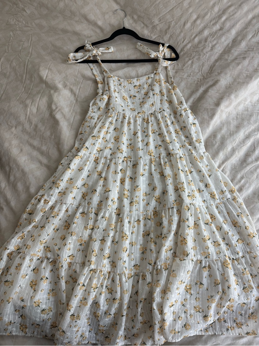 Storia White Maxi Dress with Yellow Floral Print